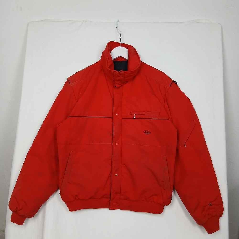 Vintage Roffe Ski Jacket Mens Large Red Insulated Made in USA 2157 80s 90s Coat
